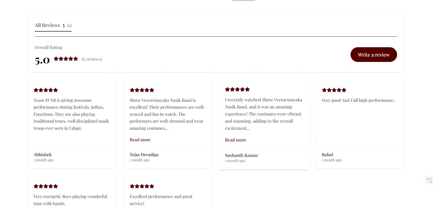 Nasik Band Website screenshot 3